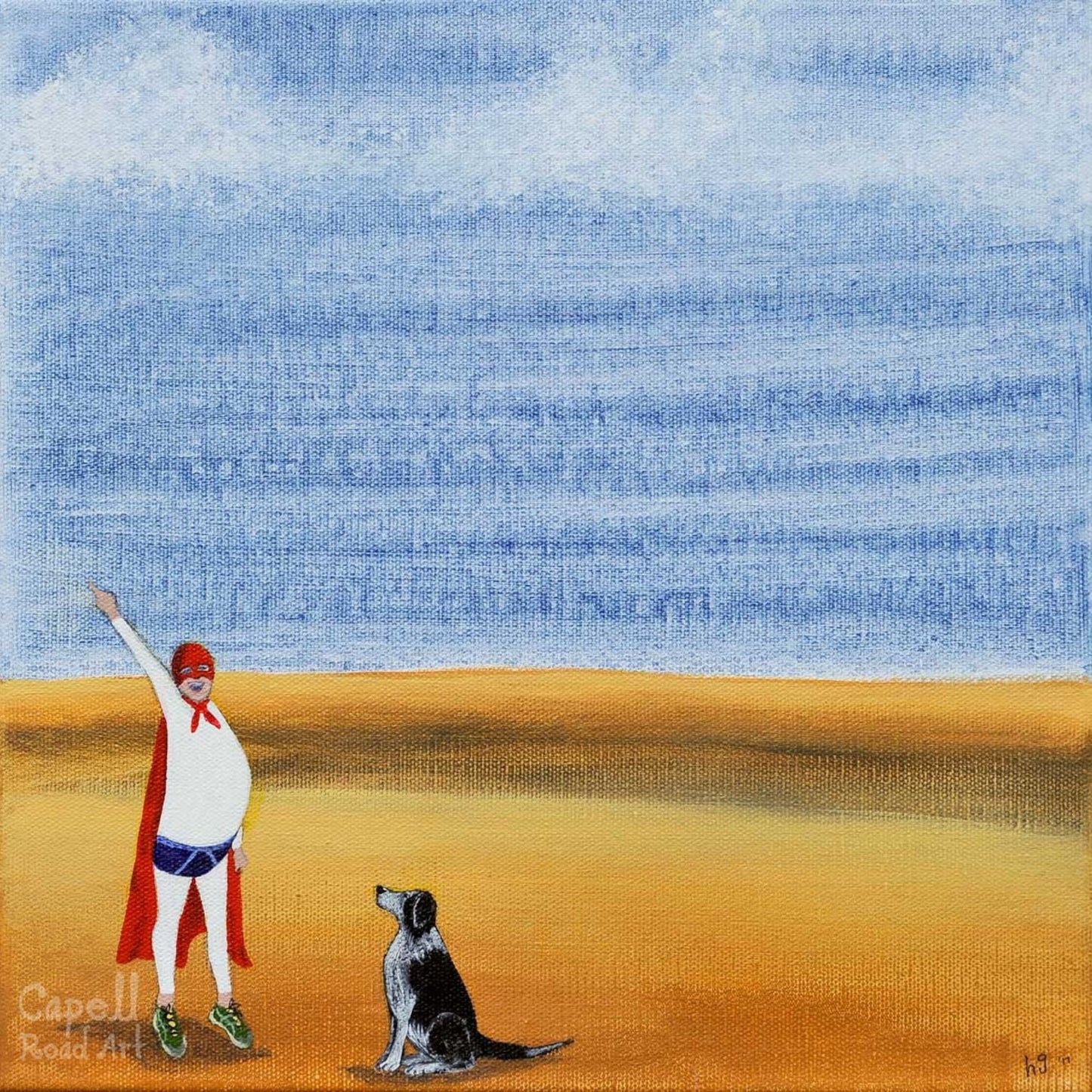 Superhero of the Plains (with his Trusty Sidekick, Ian) Art Card by Artist Helen Gray