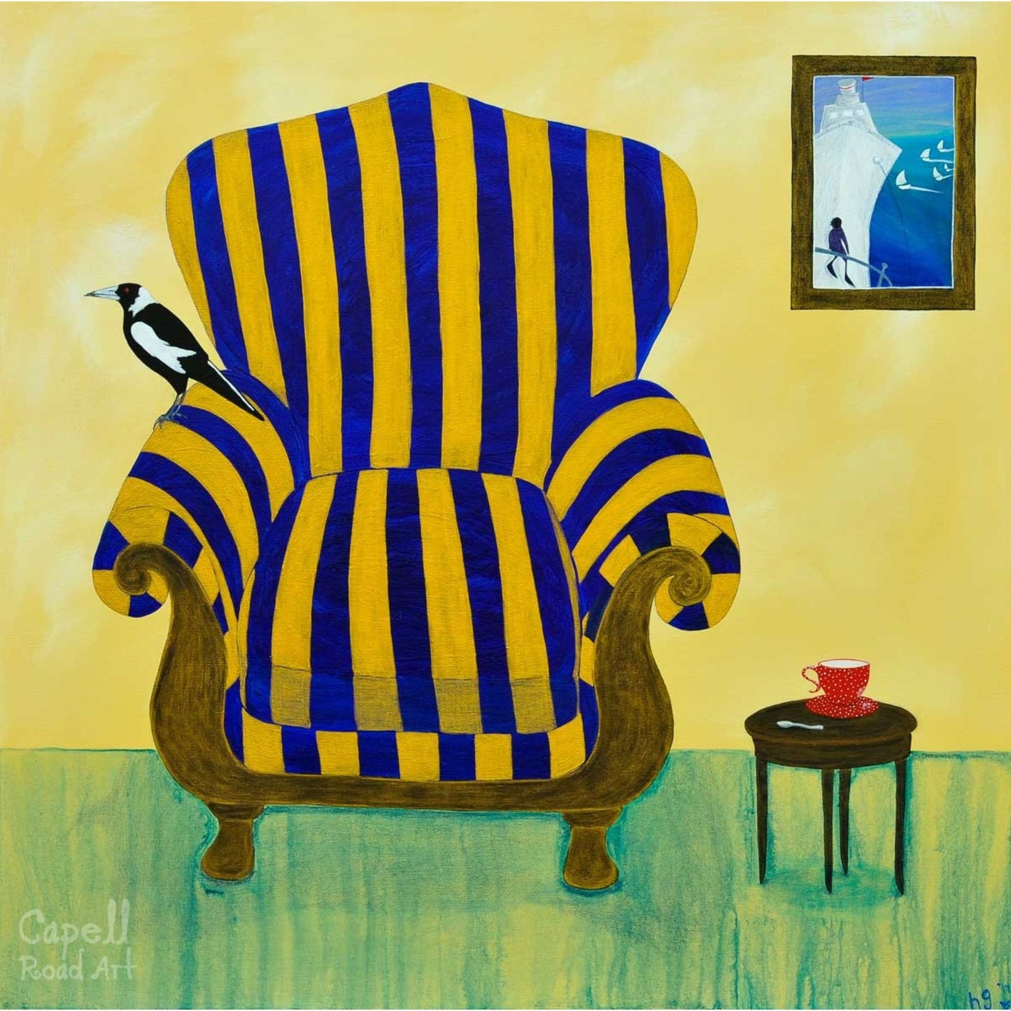 No Magpies on the Couch! Art Card by Artist Helen Gray