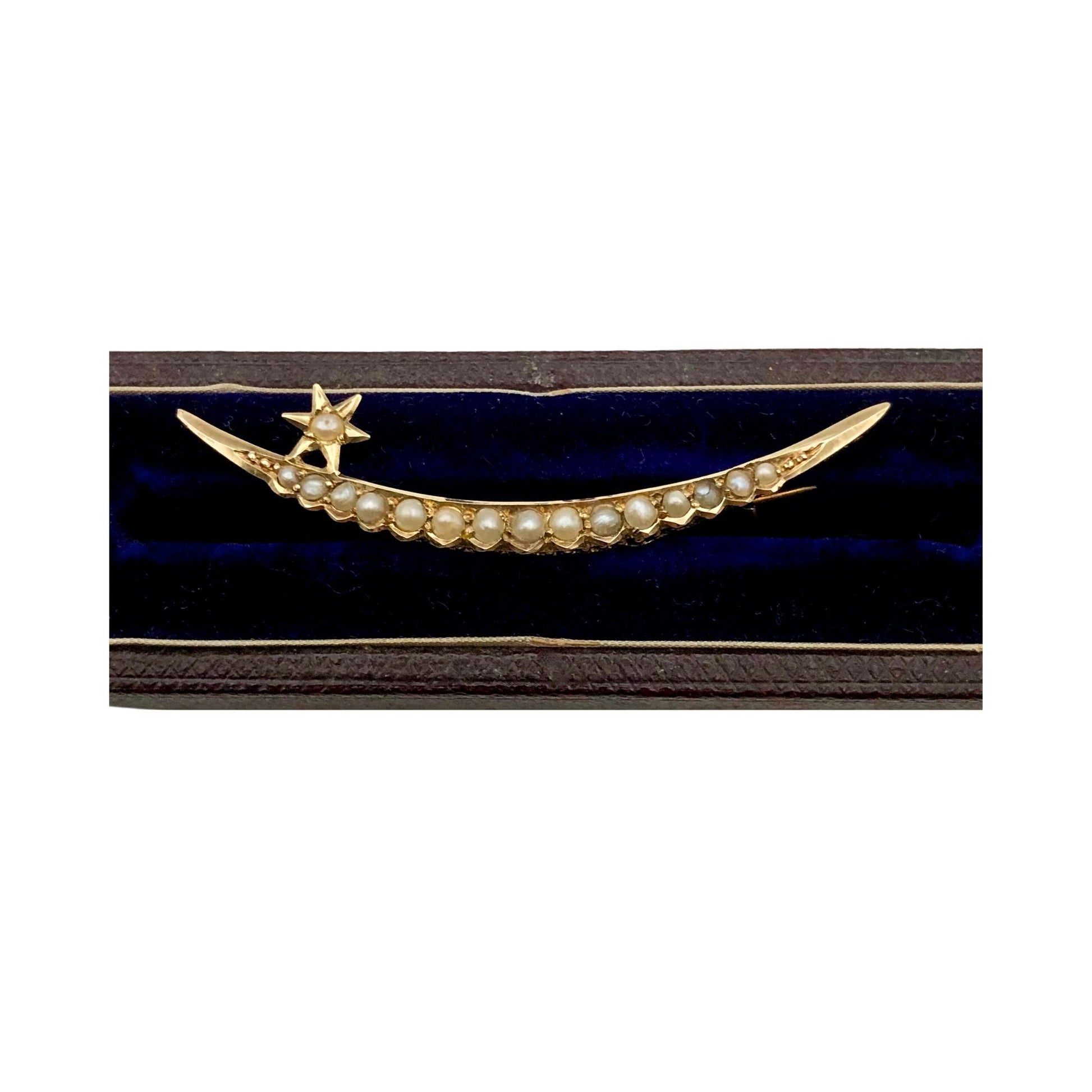 Antique Crescent Pearl Brooch made by Melbourne jeweller Johnson & Simonso