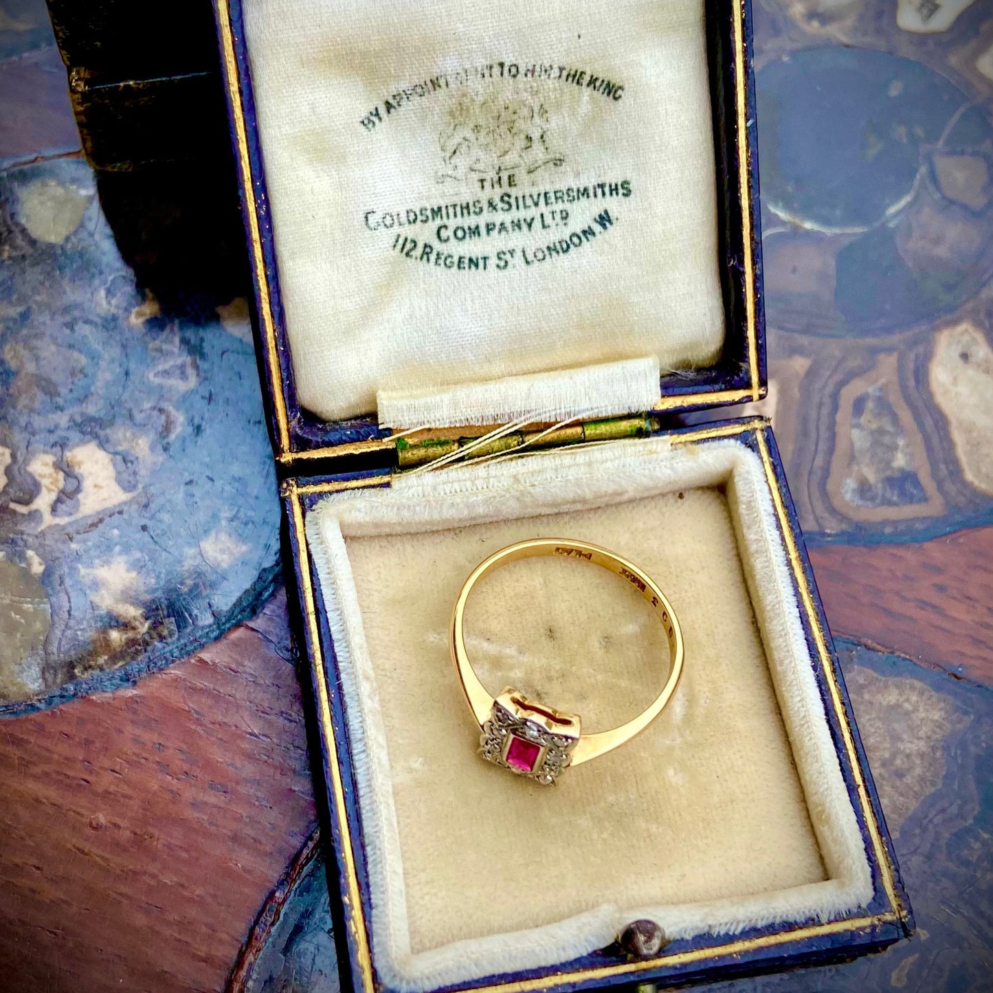 Rectangular Ruby and Diamond Art Deco Ring
