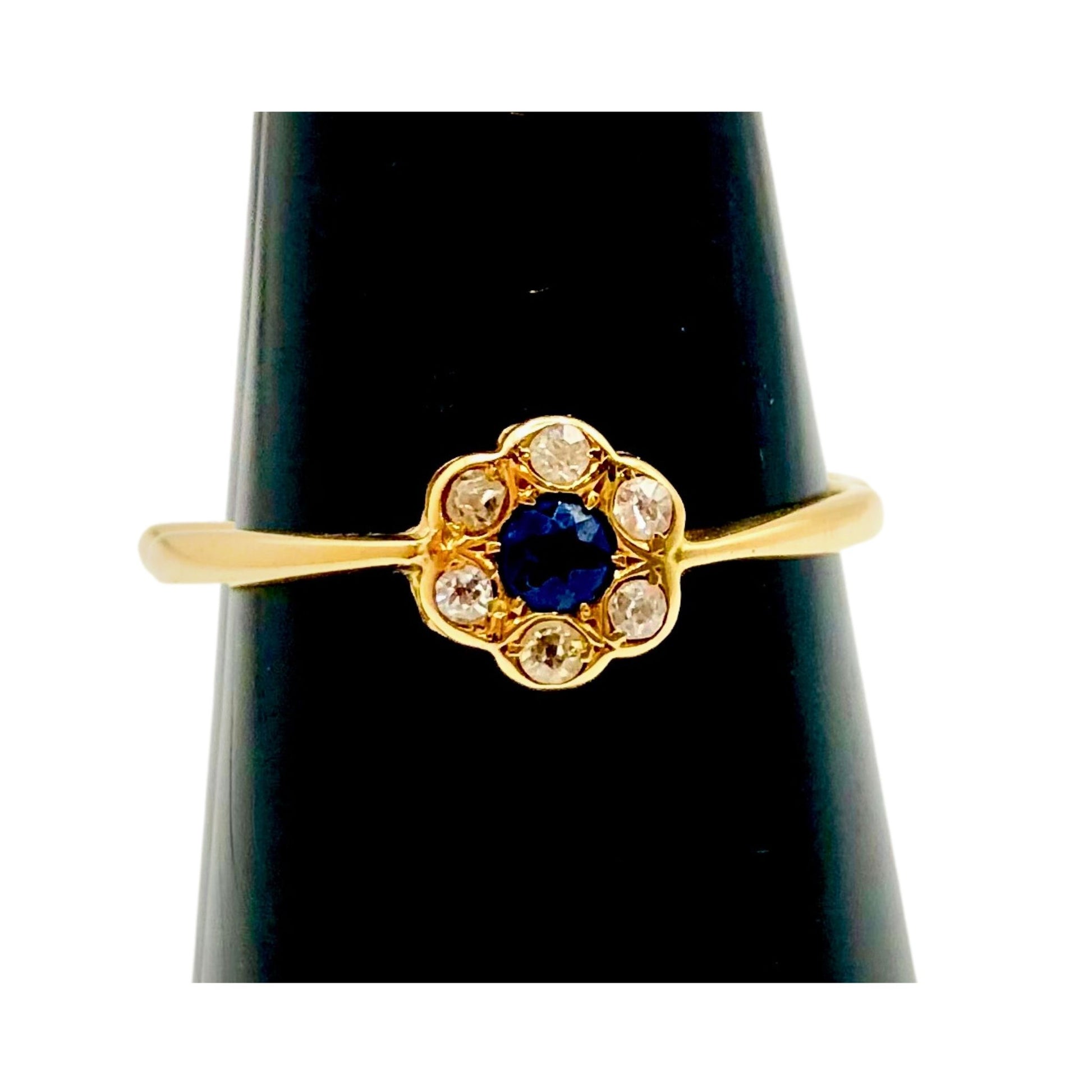 Sapphire & Diamond Flower Ring