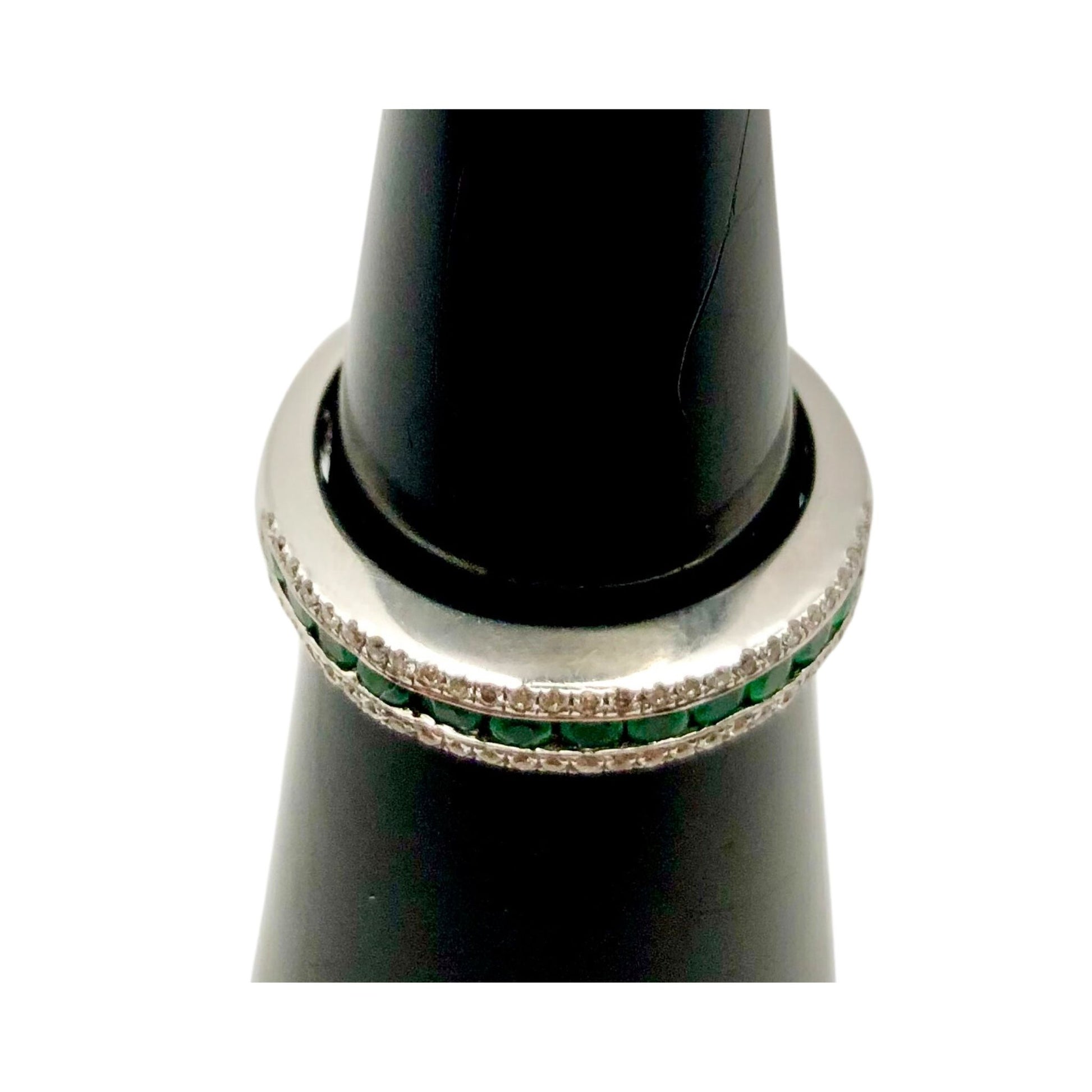 Emerald & Diamond Channel Set Ring