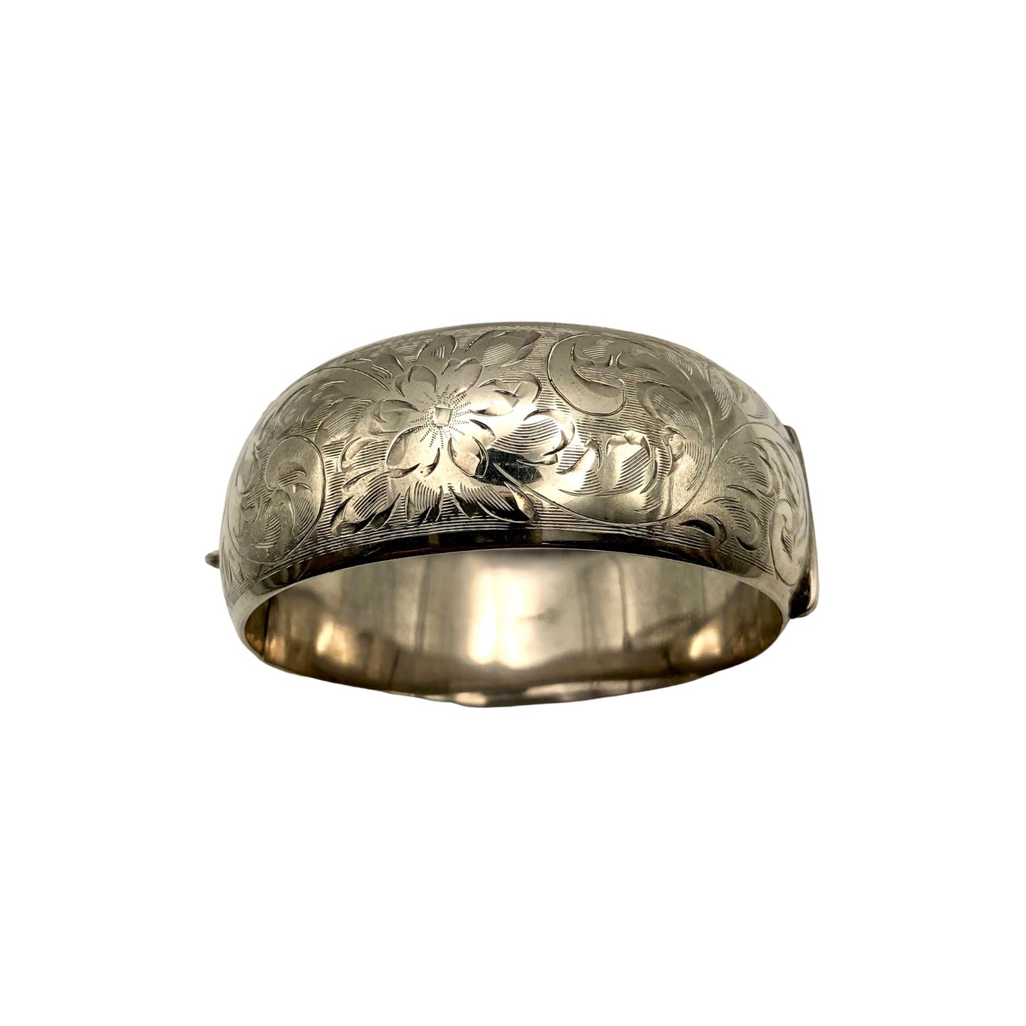 Heavy Silver Hinged Bangle circa 1940 - 1950