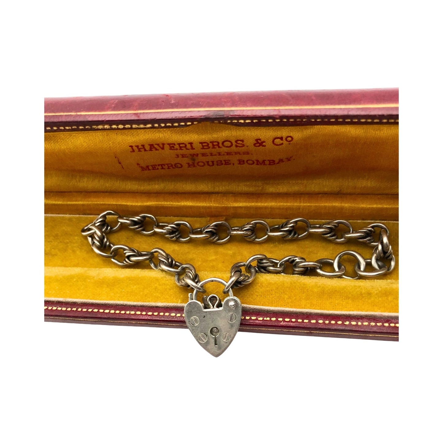 Sterling Silver Bracelet with Heart Padlock