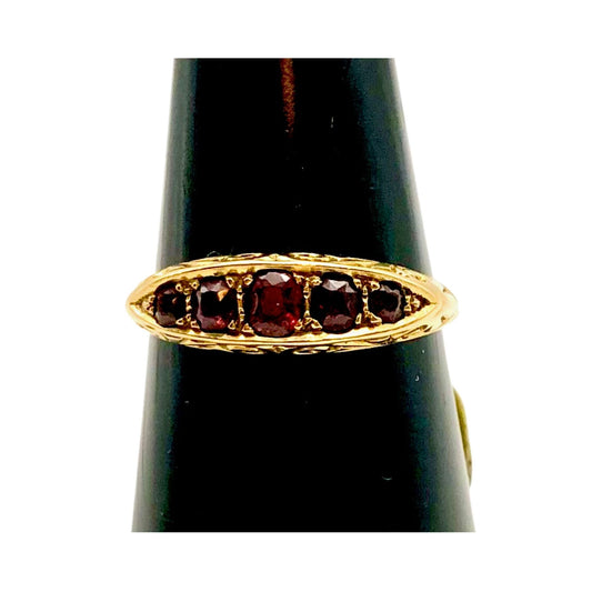 Antique Garnet Boat Style Ring